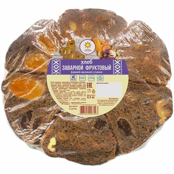 Хлеб Орловский хлебокомбинат Заварной фруктовый, в нарезке, 300г