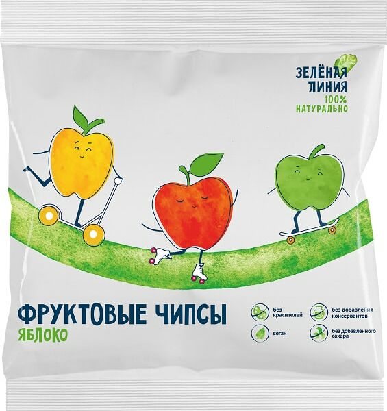 Чипсы Зеленая линия Фруктовые яблочные 25г