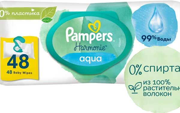 Салфетки влажные детские Pampers Harmonie Aqua 48шт