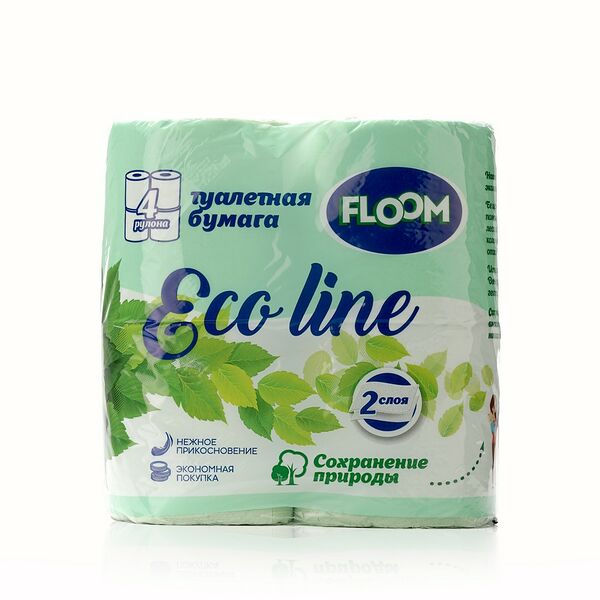Туалетная бумага Floom 2х-слойная салатовая, 4 шт.