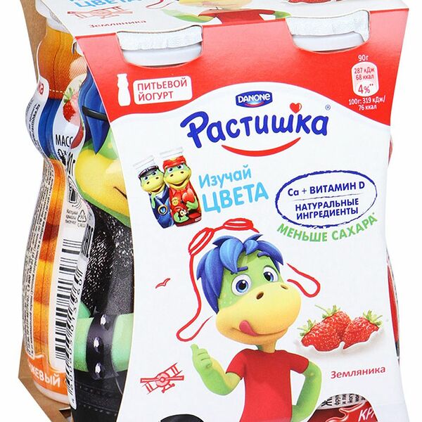 Йогурт детский питьевой Растишка земляника, с 3 лет, 1.6% (4 шт.)