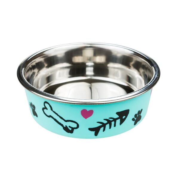 Миска металл матовый цветной с рыбками 13см