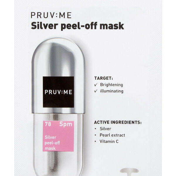 Маска-пленка для лица PRUV:ME Spm 78 Silver peel-off mask очищающая улучшающая цвет лица с серебром, 10 г
