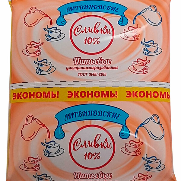 Сливки Литвиновские ультрапастеризованные 10% 170 мл