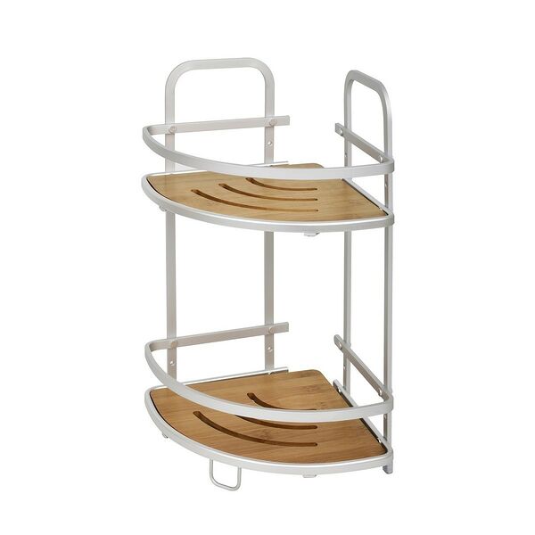 Полка угловая двухъярусная Gromell Sumba, 20.5х20.5х38 см, бамбук/алюминий