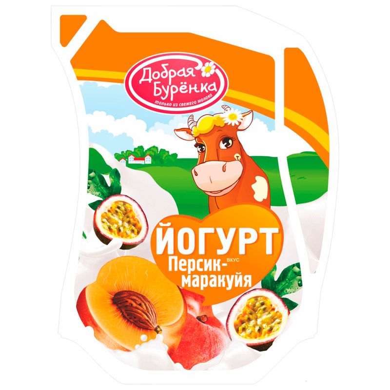 

Йогурт Добрая Буренка персик-маракуйя 2.5% бзмж 900 г