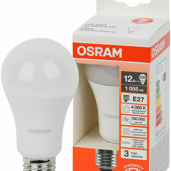 Лампа светодиодная Osram груша 12Вт Е27 нейтральный свет