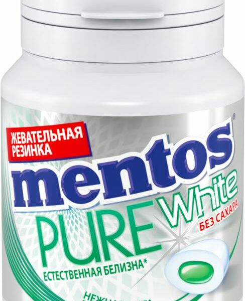 Жевательная резинка Mentos Pure White нежная мята 54г
