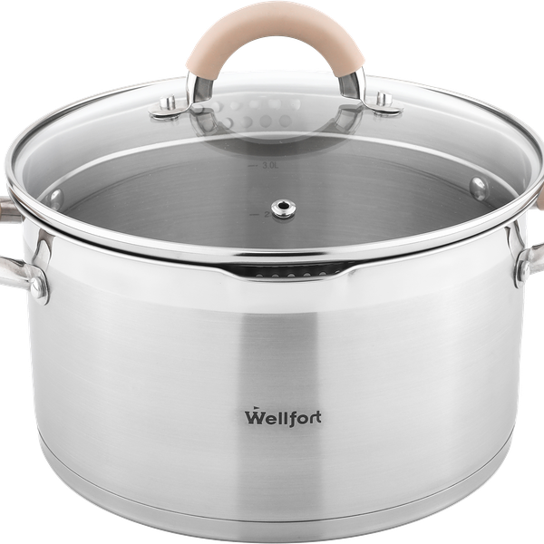 Кастрюля Wellfort нержавеющая сталь крышка-дуршлаг Style 4.4л