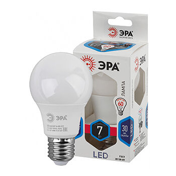 Лампочка светодиодная Эра std led a60-7w-840-e27 e27 / Е27 7Вт груша нейтральный белый свет, Китай