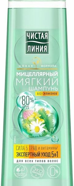 Шампунь Чистая Линия Мицеллярный 5 трав и фитовитамины 400мл