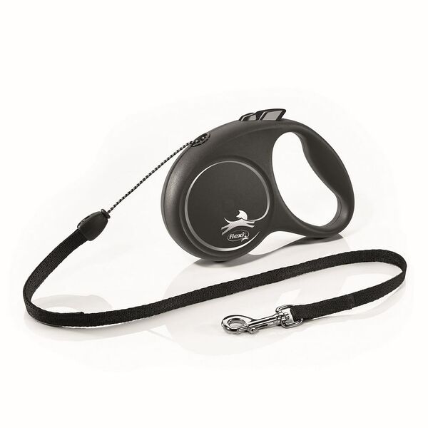 Flexi рулетка black design S до 12 кг (5 м трос), серебряный