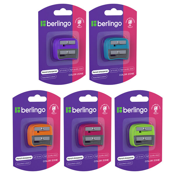 Точилка пластиковая Berlingo Color Zone Duo 2отв д/цв и ч/г карандашей ассорти BBp_15041