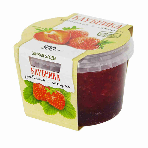 Клубника Егорьевские традиции Живая ягода дробленая с сахаром