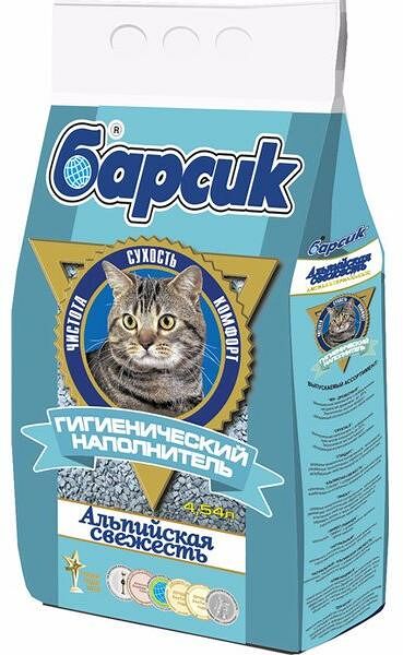 Наполнитель глиняный для кошачьего туалета БАРСИК Альпийская свежесть, впитывающий, 4.5л