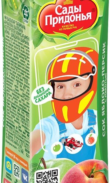 Сок Сады Придонья яблочно-персиковый с мякотью 200мл