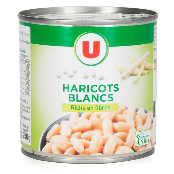 Фасоль белая в собственном соку, Sistem U, 230/250 г, Франция