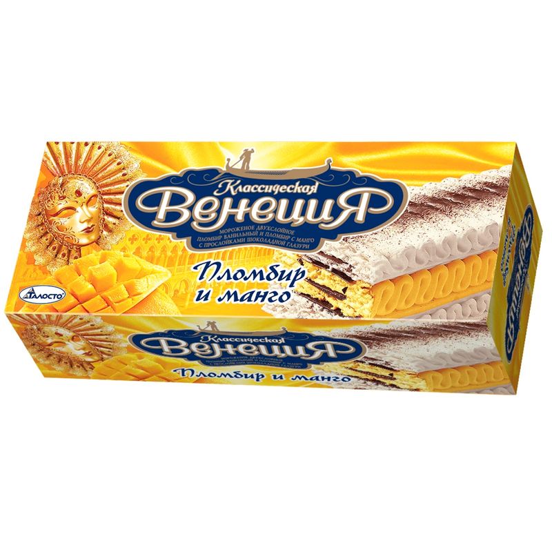 

Мороженое рулет Талосто Классическая Венеция Пломбир и Манго 12% 450 г