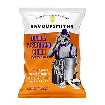 Чипсы картофельные со вкусом просекко и перца чили серрано (без глютена), Savoursmiths, 150 г, Великобритания