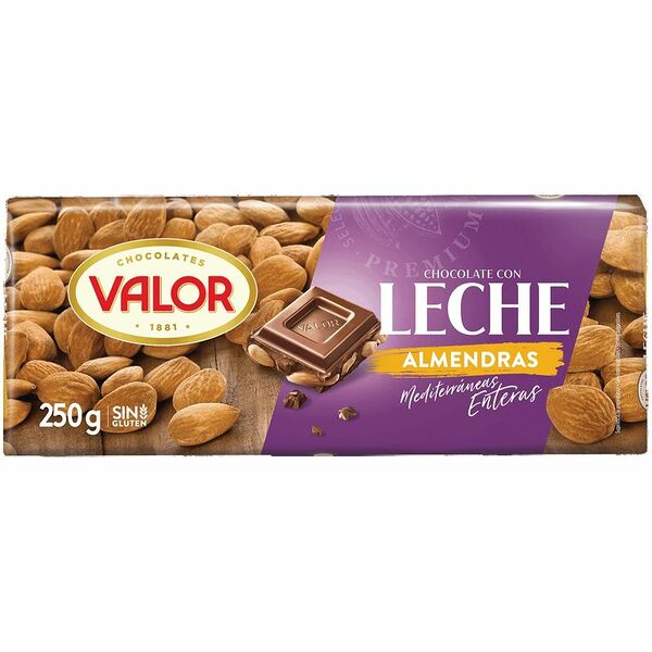 Шоколад Valor молочный с миндалем, 250г