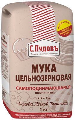 Мука пшеничная С.Пудовъ цельнозерновая самоподнимающаяся 1 кг