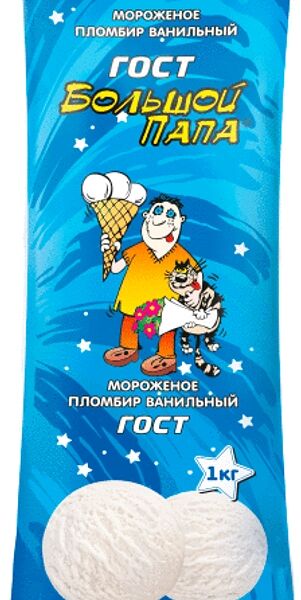 Пломбир Большой папа ванильный 12%, 1кг