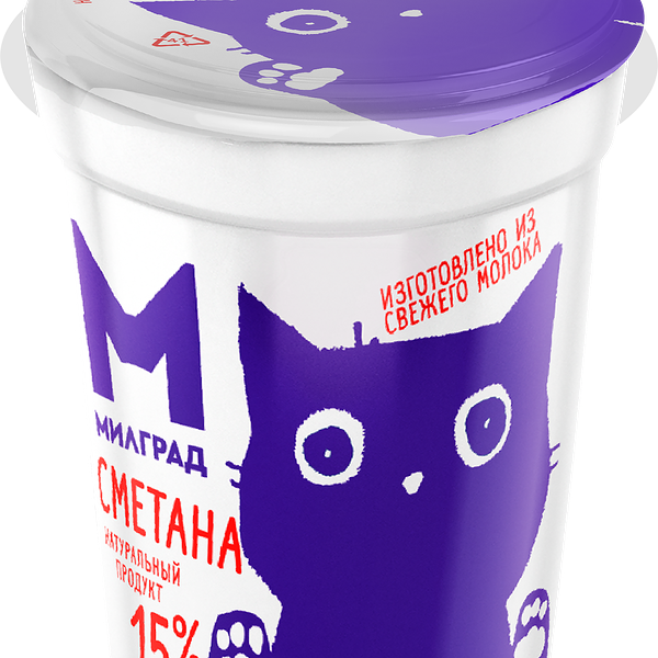 Сметана Милград 15% БЗМЖ, 300 г