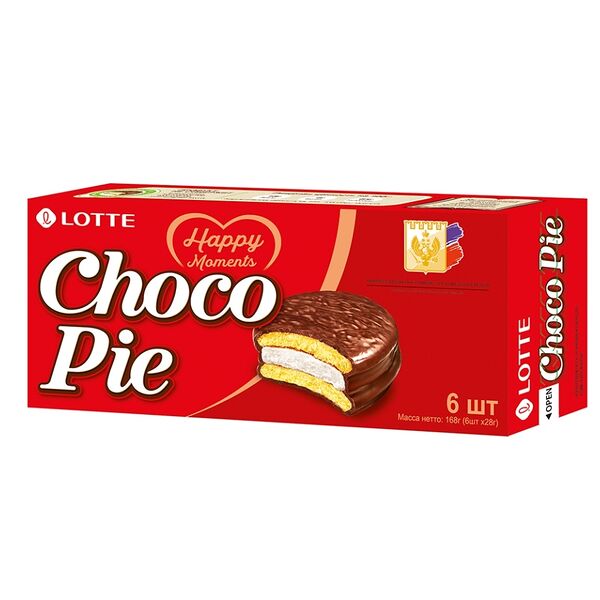Пирожное Choco Pie Lotte, 6 × 28 г