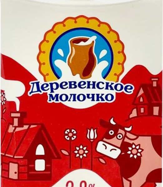 Молоко Деревенское молочко пастеризованное, 3,2%