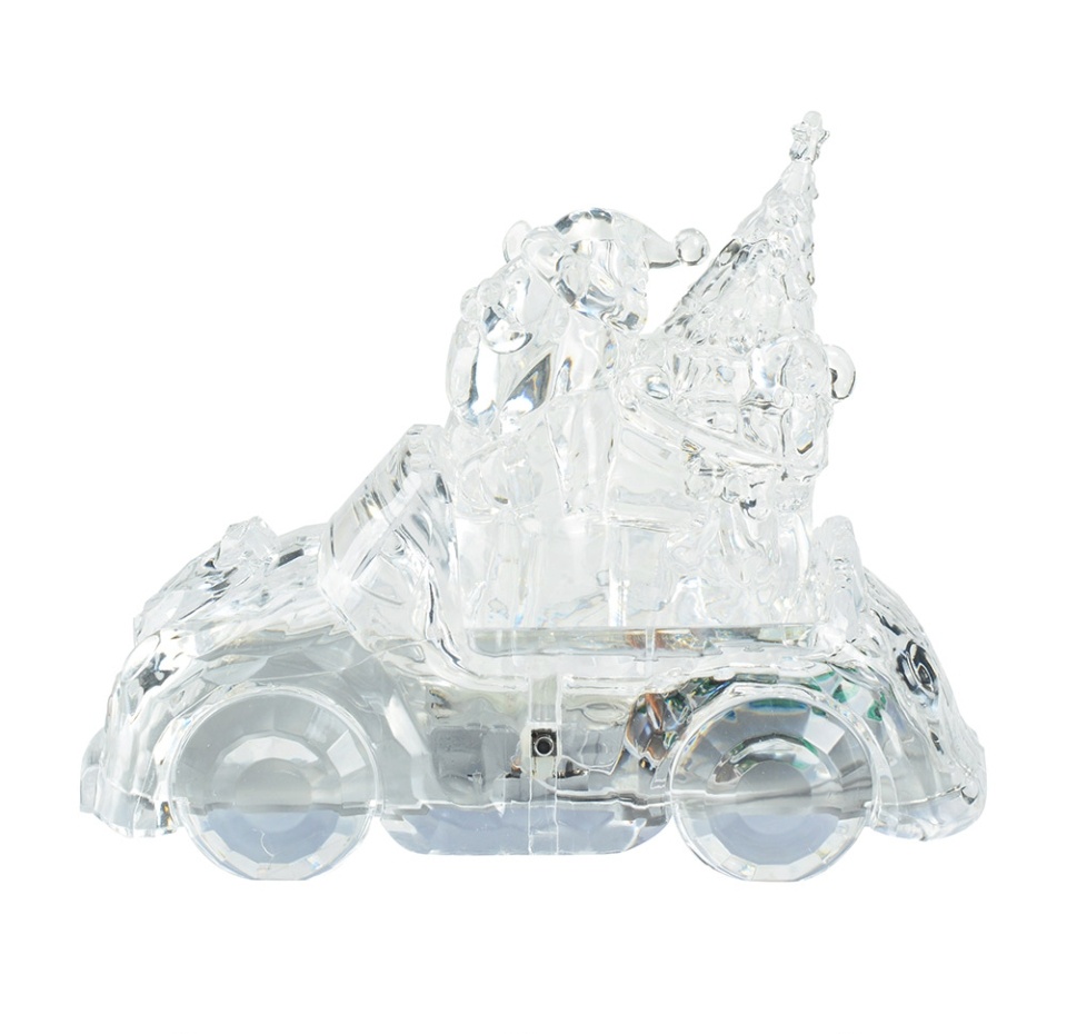 

Сувенир светящийся музыкальный Premier Decorations Машина с Сантой, прозрачный пластик 22.5 см, в ассортименте