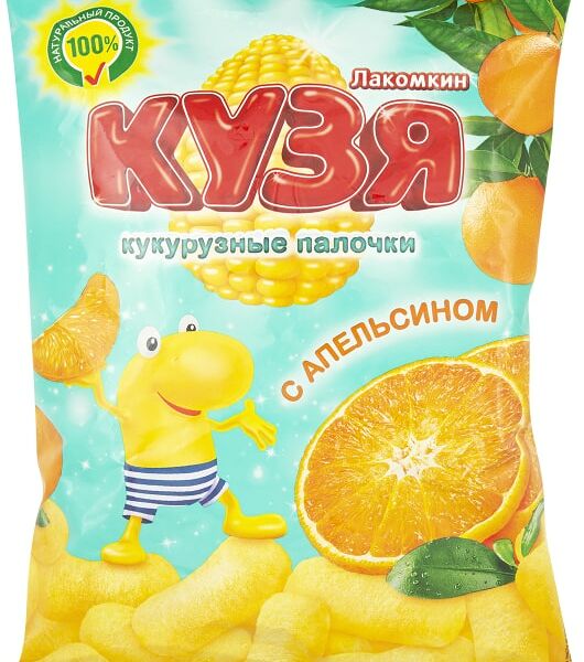 Палочки кукурузные Кузя Лакомкин с апельсином 100г