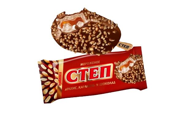 Мороженое степ 75 г сливочное с карамелью и арахисом эскимо