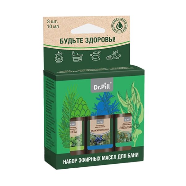 Масло Dr.Pill эфирное НАБОР (пихт+можж+эвкал) 10мл *3