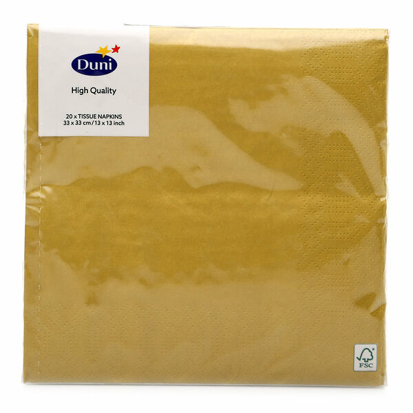Салфетки бумажные Duni золотые 3 слоя 33х33 см 20 шт