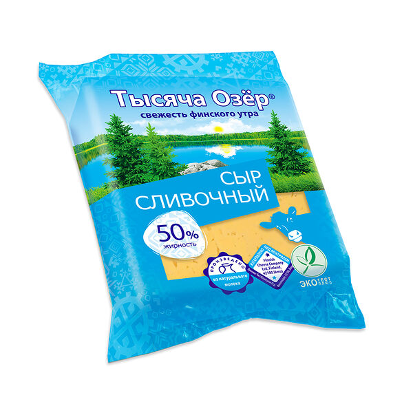 Сыр сливочный Тысяча Озёр 50%, кусок