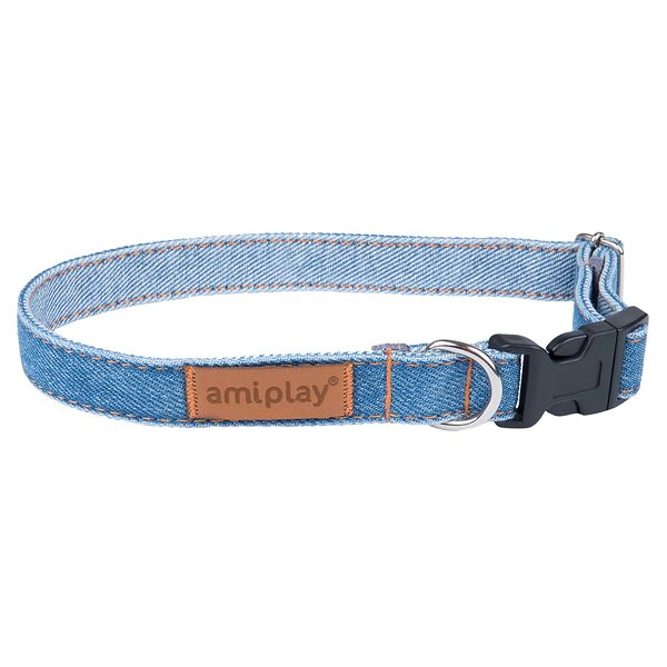 Denim Ошейник для собак крупных пород регулируемый голубой L, 35-50x2 см