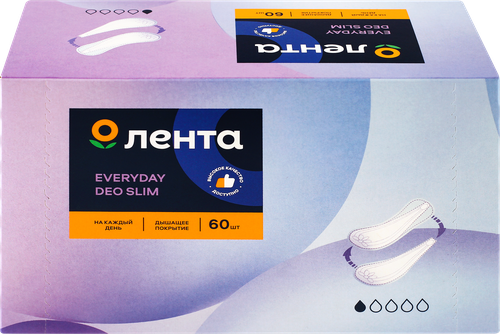 

Прокладки гигиенические Лента Everyday Deo Slim для ежедневного использования 60 шт.