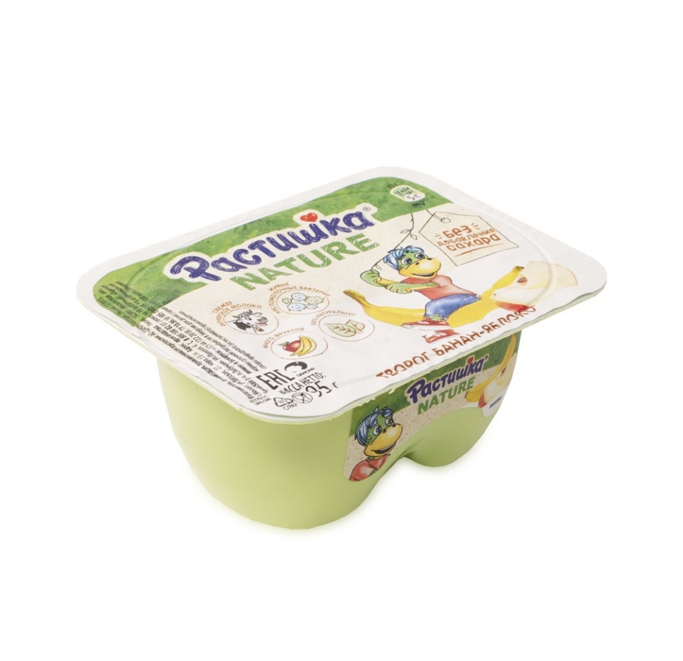 

Творог Растишка Nature Банан яблоко 3.5% 95 г