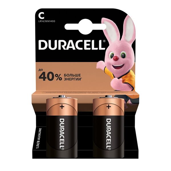Батарейки щелочные DURACELL C/LR14, 2шт