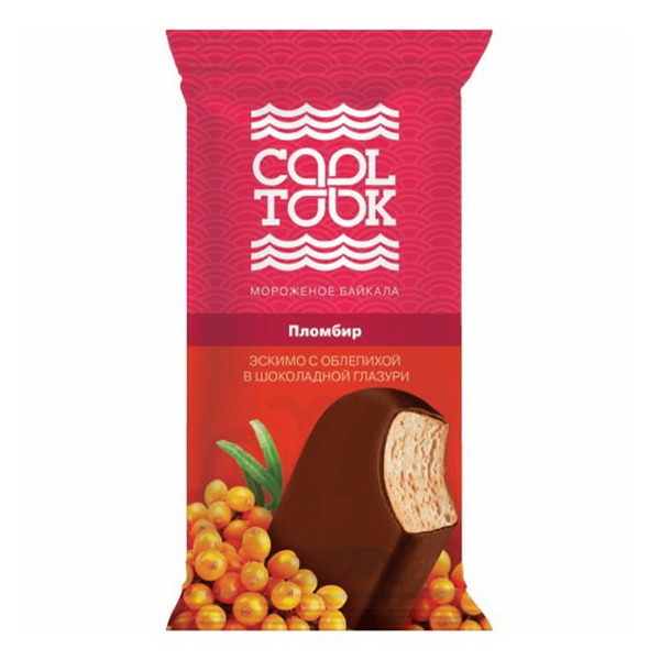 Мороженое пломбир CoolTook с облепихой в шоколадной глазури БЗМЖ 70 г