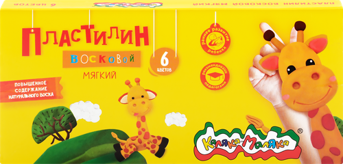 

Пластилин восковый КАЛЯКА-МАЛЯКА 6 цветов, со стеком, в ассортименте, Арт. 110086