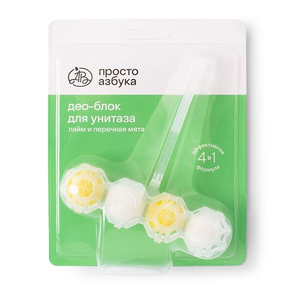 Средство чистящее Просто Азбука део-блок для унитаза 4в1 Лайм и Перечная мята