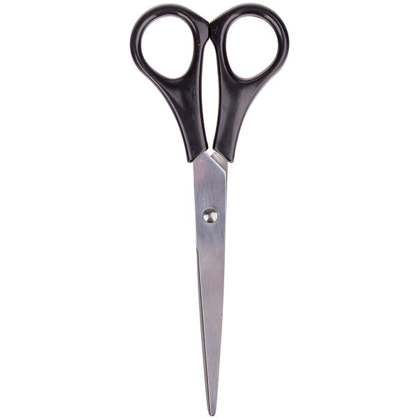 Ножницы 16,2см черные ручки ПВХ чехол с европодвесом S162B_6716