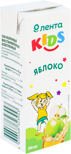 

Сок Лента Kids Яблочный восстановленный осветленный 0.2 л