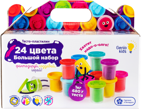 

Набор для лепки Genio Kids Тесто-пластилин 24 баночки Арт. TA1097