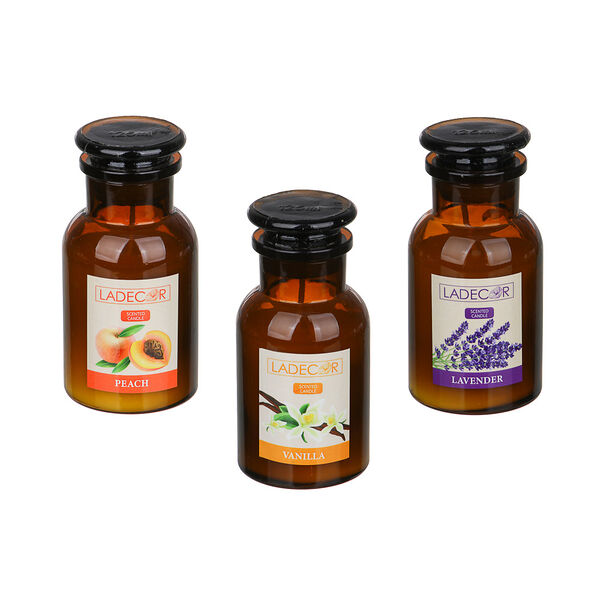 Ladecor свеча ароматическая в стеклянном подсвечнике, 11,5х5,7 см, парафин, 3 вида