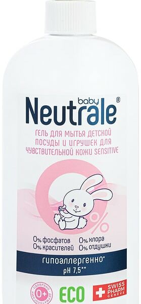 Гель для мытья детской посуды и игрушек Neutrale Baby Sensitive для чувствительной кожи 400мл