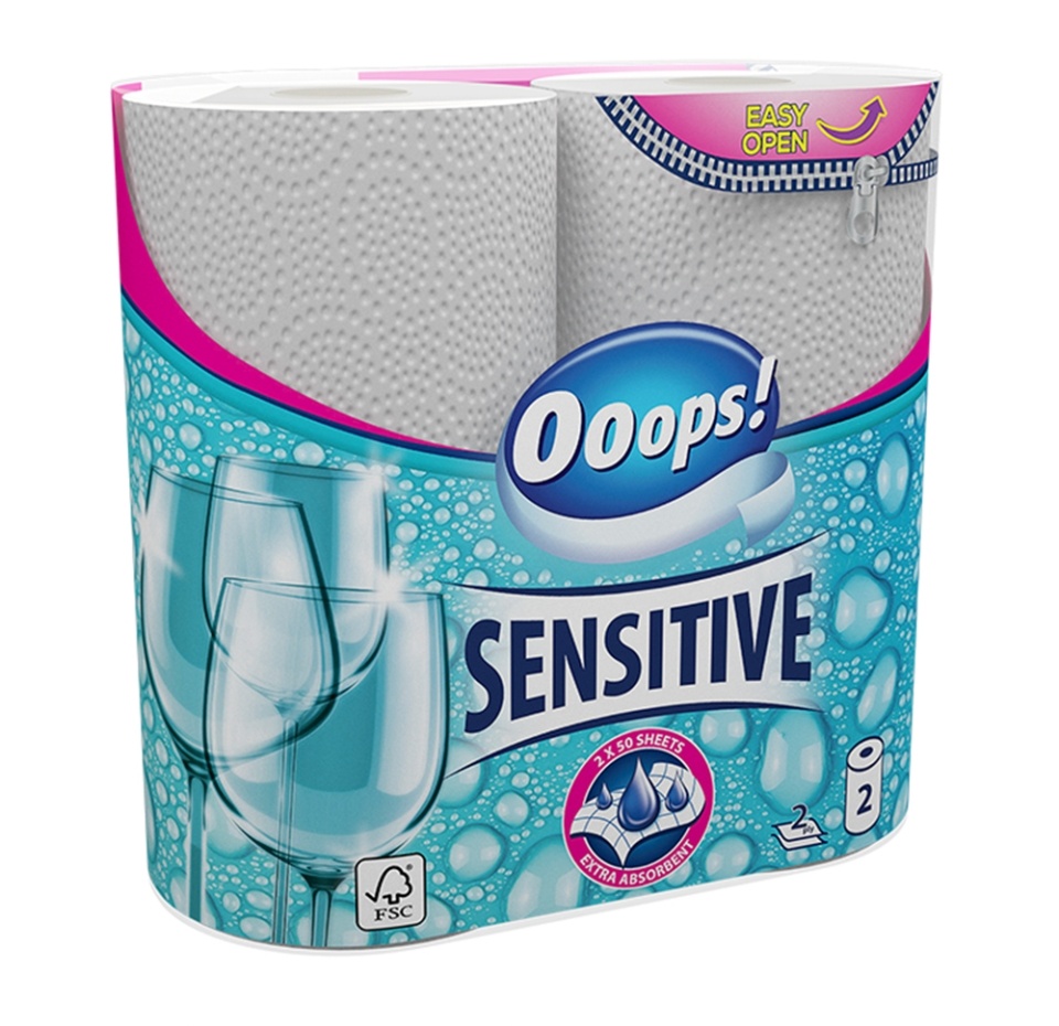 

Полотенца бумажные Ooops! Sensitive 2 рулона, 2 слоя