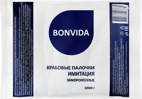

Крабовые палочки Bonvida имитация замороженные 1 кг