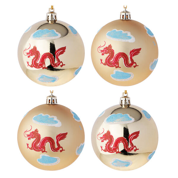 Сноу бум набор шаров с росписью 4x8см, драконы, золото, пластик, арт.23-7